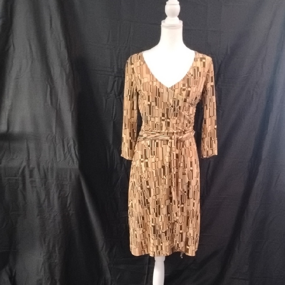 Geometric Patterned Brown Dress